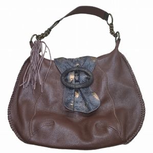 CHI BY FALCHI PURSE BROWN GENUINE LEATHER SNAKE SKIN BOHO HOBO SHOULDER BAG